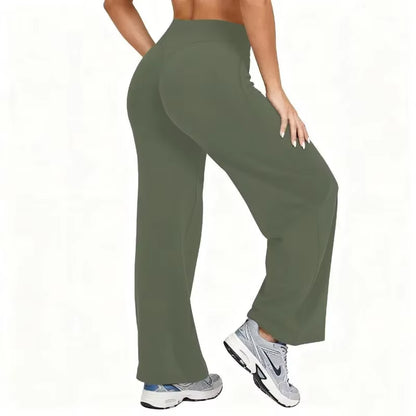 Women plus Size Yoga Wide-Leg Pants High Waist Stretchy Solid Color Leggings Running Pilates Sports Fashion Straight-Leg Pants
